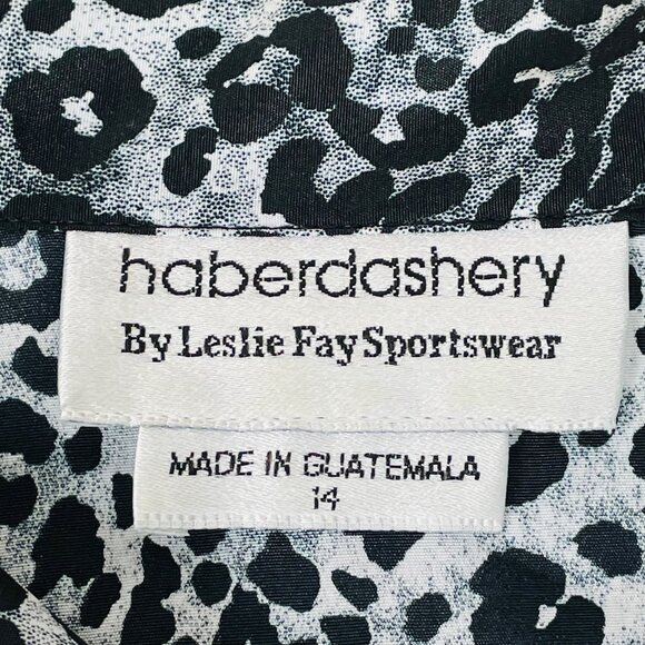 Vtg Haberdashery Leslie Fay Leopard Print Top Sz 14 Mob Wife Neutral Career - Picture 5 of 6
